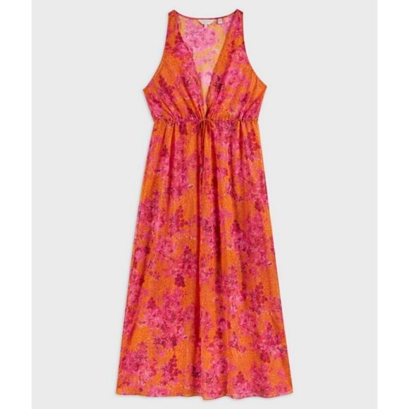 💕TED BAKER💕 Rosaliy Full Length Swim  Cover Up ~ Bright Pink Print Large NWT - Picture 10 of 16